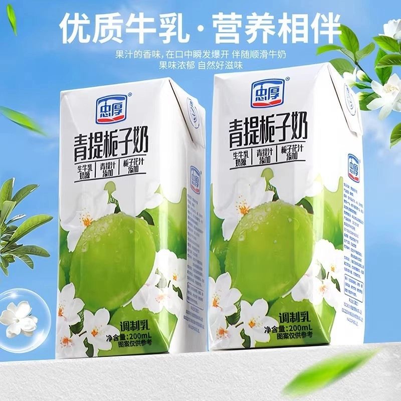 【忠厚】青提栀子牛奶整箱  200ml*6盒