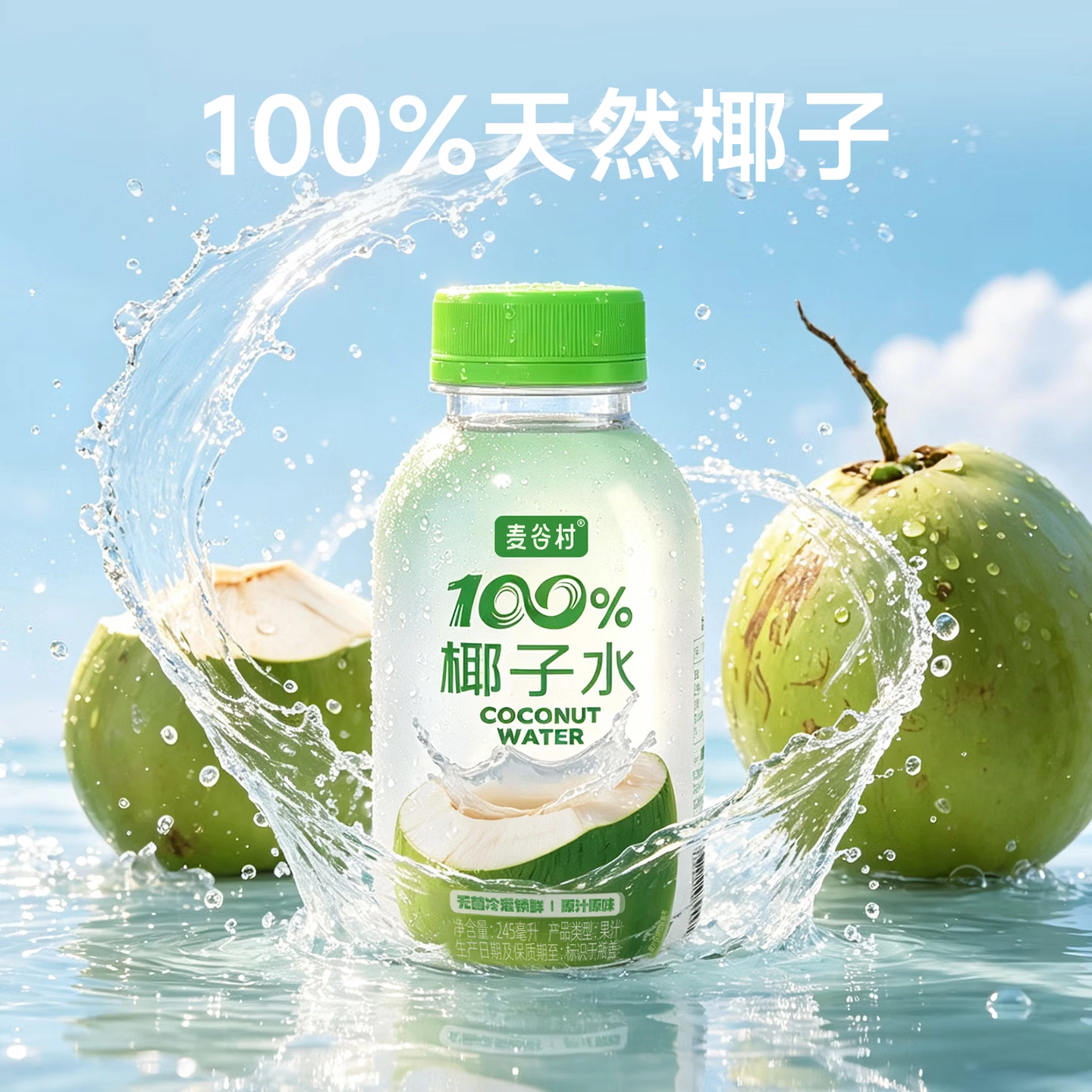 【麦谷村】椰子水100%纯椰子汁245ml*10瓶